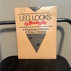 Leg Looks By Burlington Flower Dot Control Top 334 Size Medium Black Sandalfoot